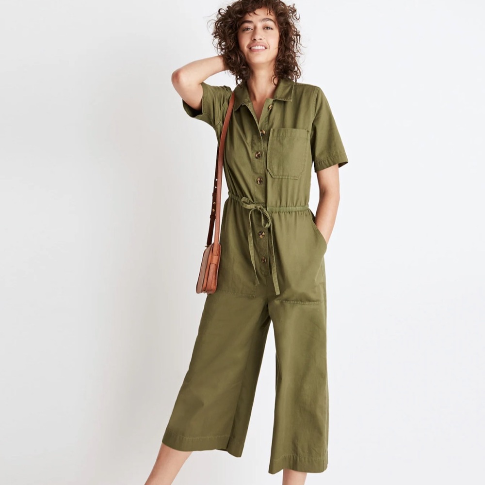 Madewell Wide-Leg Utility Jumpsuit in Desert Olive